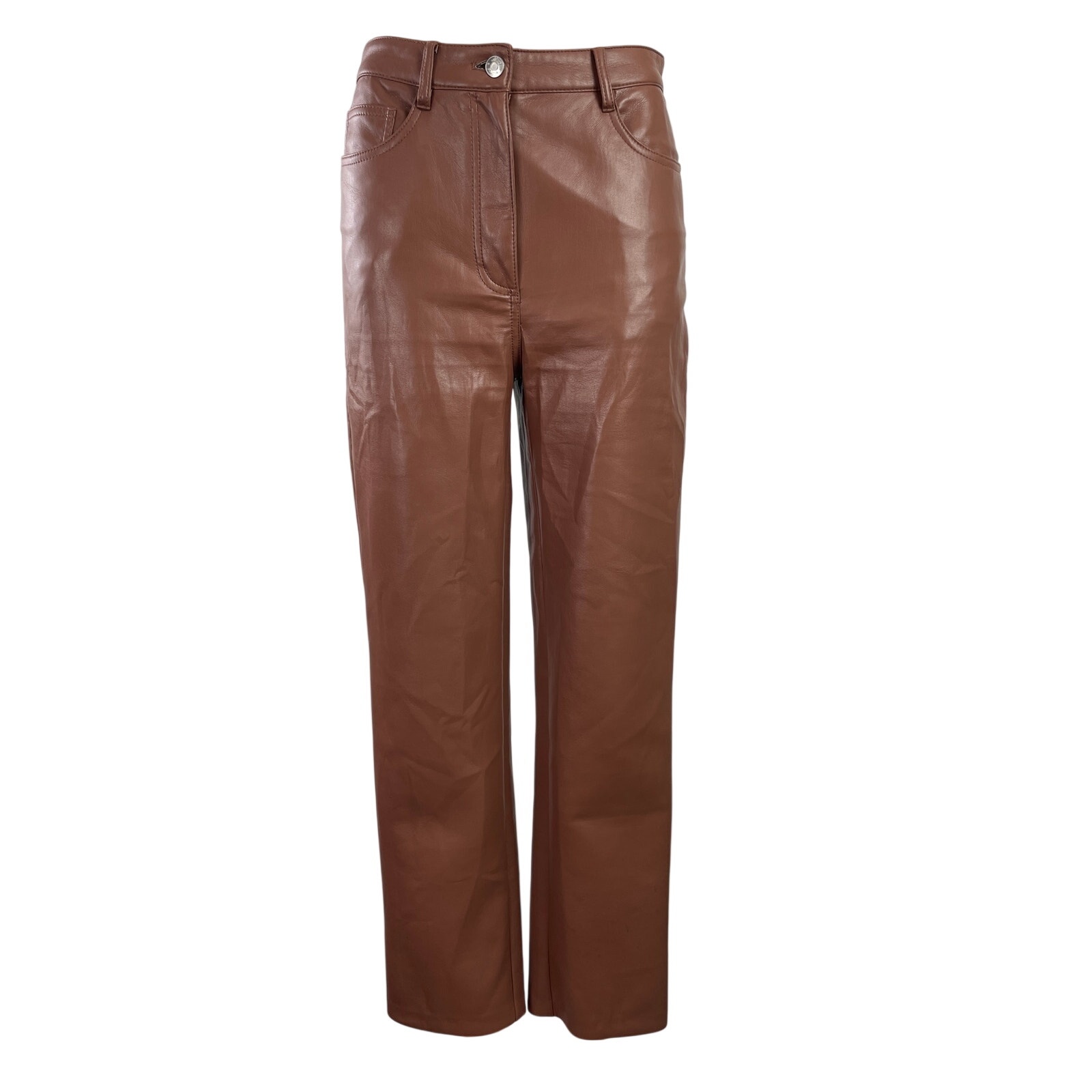 Aritzia Wilfred The Melina Womens Brown Faux Leather Vegan Trousers Pants Size 4